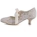 ELEGANTPARK A3039-2 Wedding Shoes for Bride Low Heel Mary Jane Shoes Women Comfortable Closed Toe Heels for Women Lace Evening Dress Bridal Pumps Champagne US 8