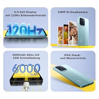 XIAOMI Poco C85, Smartphone 8+256GB, 6,9" 120Hz Display 7,99mm Design, MediaTek Helio G81-Ultra Octa-Core, 50MP AI-Zweifach-Kamera, 6000mAh, Black, Ladegerät Nicht im Lieferumfang enthalten