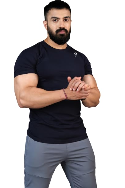 Image of FUAARK Men's Solid Slim Fit Sports Gym T-Shirt