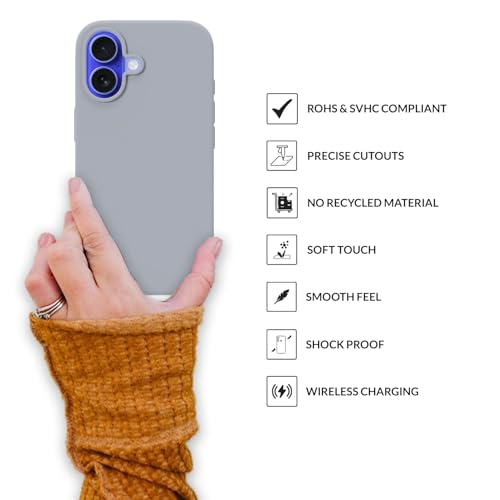 Image of SPRIG Compatible with iPhone 16 Premium SilkTone (Liquid Silicone) Back Cover Drop Tested Shock Proof Mobile Case for Men, Women, Boys and Girls with Camera Protection (Blue Grey)