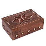 Ajuny Wooden Jewellery Box Keepsake Handcrafted Star Pattern Storage Trinket Organizer For Women Table Top Decor Accessories