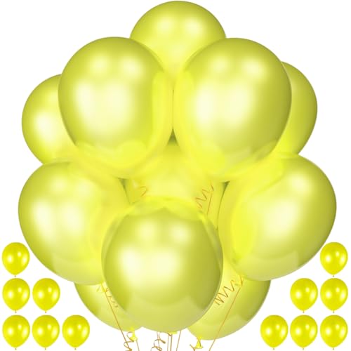 Image of 120 Pack Pearl Yellow Balloons, Bright 12 inch Royal Yellow Latex Party Balloons for Birthday Wedding Baby Shower Halloween.