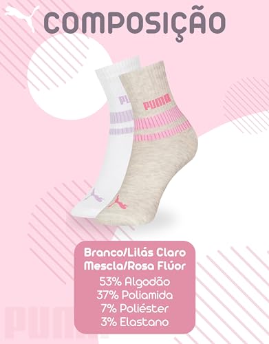 Puma 4 Pares Meias Cano MédioMeia Esportiva Algodão Meia Feminina, KIT - B, 34-39