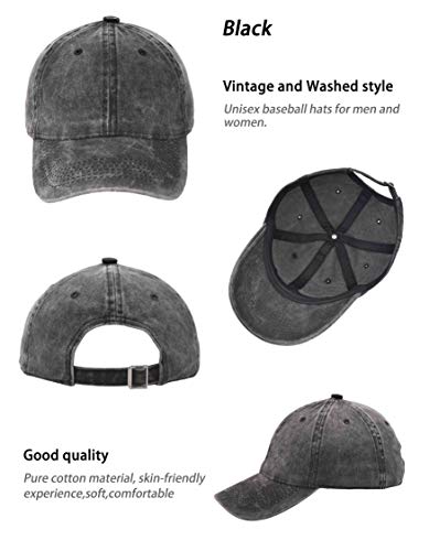 Image of 3 Pack Vintage Washed Cotton Adjustable Baseball Caps for Men Women Unstructured Low Profile Plain Classic Dad Hat