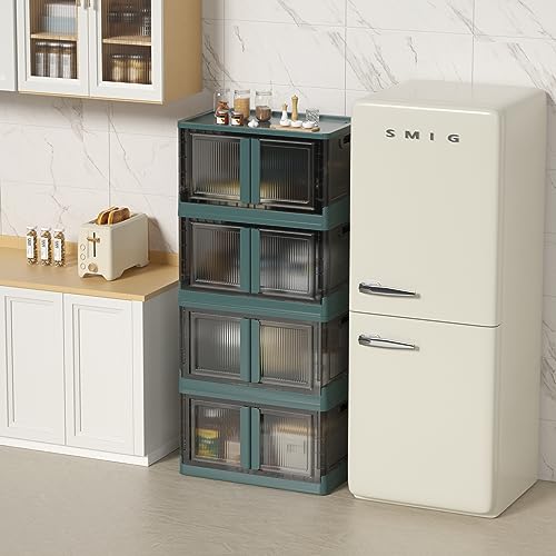 Plastic Book Shelf - Collapsible Bookcase, 19 Gal Blanket Storage, Stackable Room Organization, Clear Storage Bins With Lids, Storage Shelves, Cube Storage Organizer, Bedroom Organization (3 Pack) #TOP5