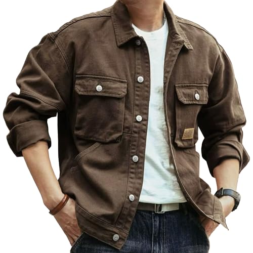 Manteaux pour homme veste en jean à épaules tombantes et revers