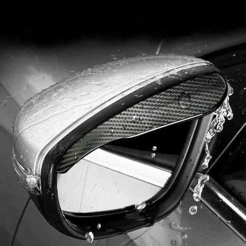2pcs Carbon Fiber Style Car Rear View Side Mirror Rain Eyebrow Exterior Trim Rear View Mirror Visor Guard Car Side Mirror Rain Eyebrow Guard Cover Case Trim Universal For All Car