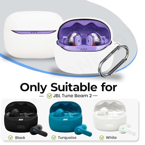 Image of Soft Silicone Case Cover Compatible with JBL Tune Beam 2 (White)