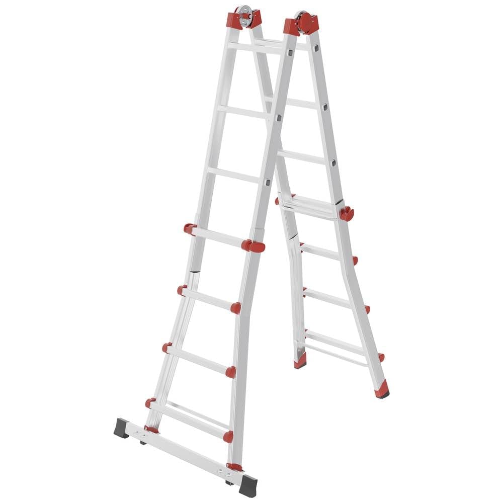 Hailo M80 7516007 Aluminium Echelle Polyvalente Hauteur de Travail (Max.): 4.70 m Argent, Rouge 12.7 kg