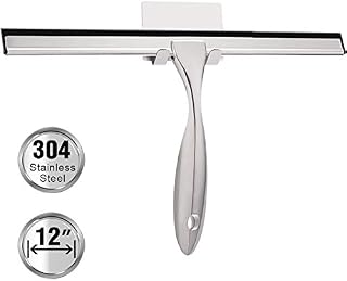 TopCharm Shower Squeegee 12 Inch Stainless Steel Bathroom Squeegee for Shower Doors, All