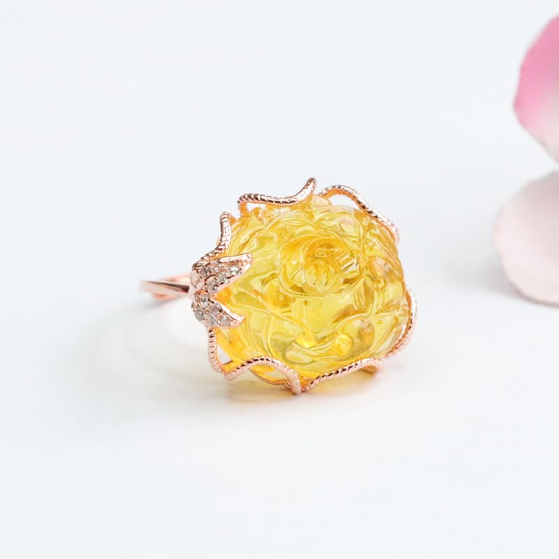 Bagues en argent sterling S925 et pierre cire d'abeille - 2