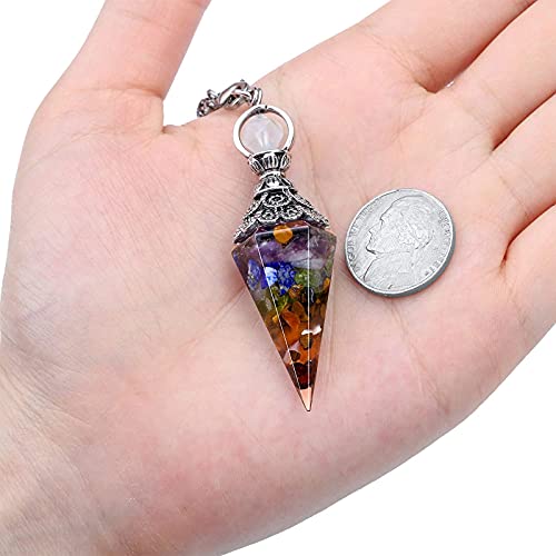 Collier pendule 7 chakra cristal pour méditation et réalignement