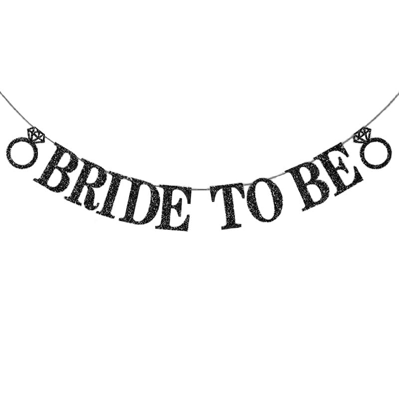 Bride to Be Banner NO DIY Bride to Be Sign Black Glitter Bachelorette Banner Bridal Shower Sign for Bachelorette Bridal Shower Wedding Party Decorations (Black)