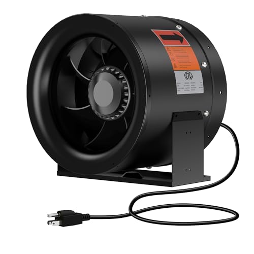 FICBXRA 10 Inch Inline Duct Fan,1219 CFM Inline Fan Duct Fan Constant Speed - Ventilation Exhaust Fan for Heating Cooling Booster, Grow Tents, Hydroponics, NSK/SKF bearings, ETL Listed, Black