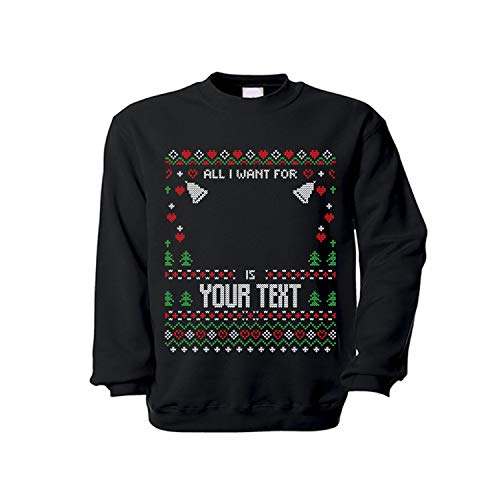 Pull de Noël noir All I Want is Your Text pour homme et femme XL