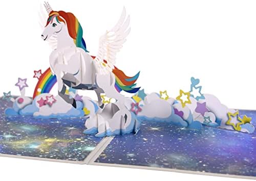 GREETING ART Unicorn Pop Up Card,3d Pop Up Happy Birthday Card,3d Pop Up Greeting Card with Blank Note Card,for Thinking Of You, Baby Shower,Anniversary,Mother's Day,Father's Day,All Occasions