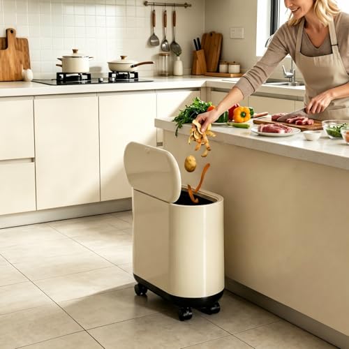 Bote de basura para baño con ruedas y tapa 2.6 galones miniatura 5