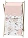 Sweet Jojo Designs Blush Pink, Grey and White Baby Kid Clothes Laundry Hamper for Watercolor Floral Collection
