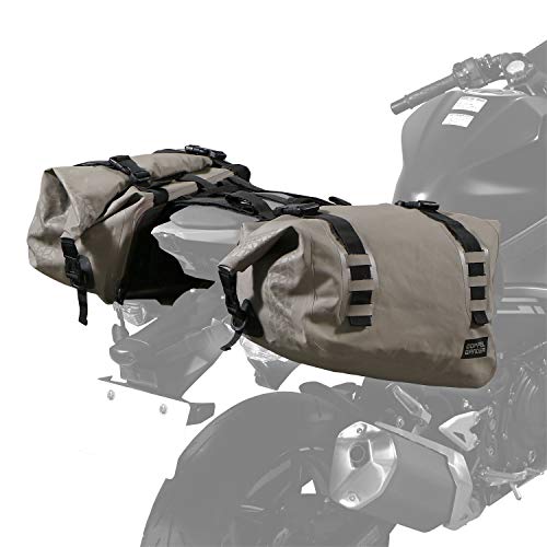 DOPPELGANGER Tarpaulin Side Bag, Waterproof, Secure, Side Bag, Necessary for Camping Touring, 40 L, Turpoline Bag Series for Motorcycles, Butt Lifting Design, Shape Retention PE Board, Daisy Chain, Belt Included, Mesh Pocket, Carrying Belt