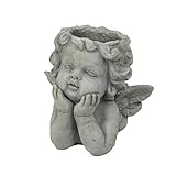A&B Home Cherub Angel Planter - Outdoor Flower Pot - Gray Finish Garden Decor 8'