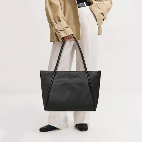 Image of Large Tote Bag for Women Work with Zipper 16L Vegan Leather Ladies Travel Purses and Handbags