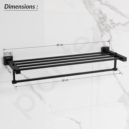 Image of Plantex 304 Grade Stainless Steel 24 inch Towel Rack /Towel Hanger for Bathroom /Towel Rod /Towel Bar /Bathroom Accessories - Splash (Black)