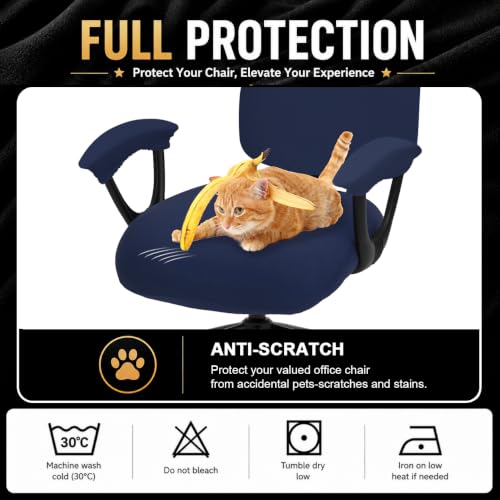Image of DIVA EN CAMINO DEC Stretchable Split Office Chair Seat Covers - Stretch Computer Chair Slipcover - Washable Rotating Backrest Coverings & Cushion Protectors & Armrest Covers for Dogs, Cats, Pets