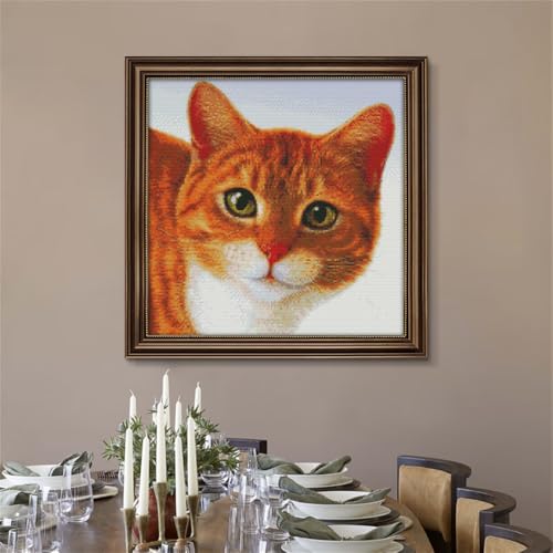 Image of JOYSEWING Stamped Kits Cross Stitch Kits Beginners Embroidery 11CT Needlepoint Kits Counted Patterns Embroidery DIY Home Decoration (Printed) 18.5x18.1inch (Lovely cat (Printed))