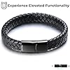 HALUKAKAH ● Solo ● Men's Genuine Black Leather Bracelet Classic Style Black Titanium Clasp with Magnets 8.46"(21.5cm) with Free Giftbox #5