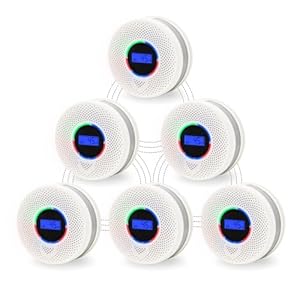 10-Year Battery Wireless Interconnected Smoke and Carbon Monoxide Detector, Smart Interlink Smoke CO Alarm with Digital Display, Fire and CO Combo Alarm for Home (6 Pack)