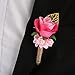 Boutonniere Pin for Wedding Set of 6 Pink Floral Ring Bearer Groom Groomsmen Best Man Parents Artificial Flower Lapel Pin Gold Leave Ornament for Wedding Ceremony Anniversary Formal Dinner Party