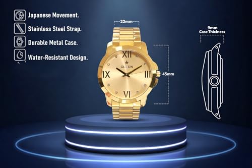 Image of GLEON Luxury Men's Numerology Watch | Water Resistant | Analog Type with Japanese Movement | Timepiece for Growth and Success with 1 Year Warranty - (Pack of 1)