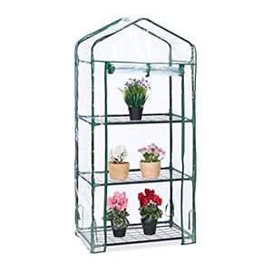 Relaxdays Broeikas balkon, 3 niveaus, kweekrek HxBxD: 128 x 60 x 40 cm, PVC foliekas, transparant-groen