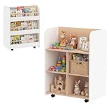【Espace Inspiré Montessori】Aux dimensions de 62,5x40x83 cm, cette bibliothèque enfant mobile est parfaitement adaptée aux petits lecteurs. Les cubes ouverts stimulent la curiosité tandis que les étagères frontales permettent de voir et saisir facilement les livres favoris, encourageant ainsi la lecture autonome dès le plus jeune âge.