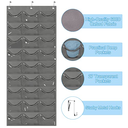 Owkjar 27 Large Pockets Hat Organizer For Baseball Caps,Hat Rack With 6 Hooks Over The Door Or Wall Multiple Caps Display Storage Racks,Hat Holder Organizer For Golf Sports Caps Organization #TOP1