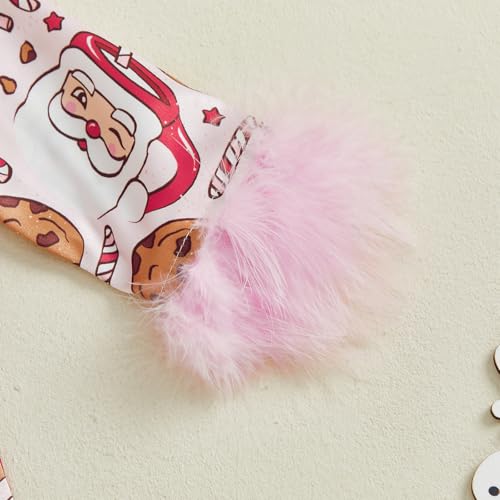 DuAnyozu Merry Christmas Pajamas Set Toddler Girl Pjs Feather Trim Long Sleeve Shirt Kids Pants Winter Little Girls Clothes4
