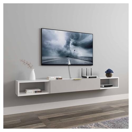 Étagère TV murale mate anti-poussière avec niches de rangement