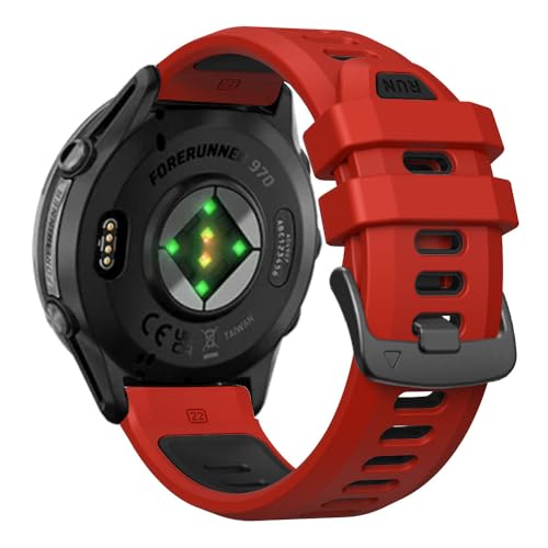 Garmin Forerunner 970/965/955/945/935�p 22mm �E�H�b�`�o���h - �\�t�g�V���R�������p�o���h �E�H�b�`�X�g���b�v Garmin Watch�p (���b�h/�u���b�N)