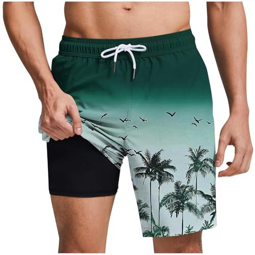 Xiaojmake Men Swim Trunks 7 Inch Quick Dry Swimming Shorts 2 in 1 Beach Swimwear Bathing Suits with Liner and Zipper Pockets