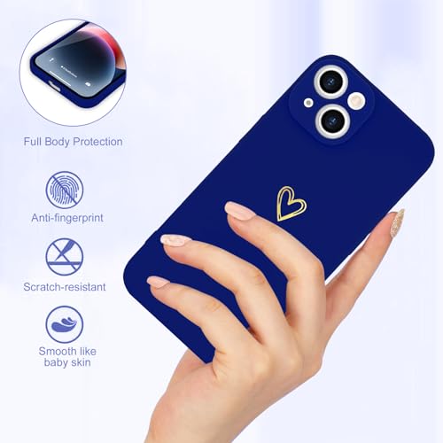 Image of Wirvyuer for iPhone 14 Case Cute Heart Pattern Soft Shockproof Slim Protective Silicone Phone Case Cover for Women Girls, Klein Blue
