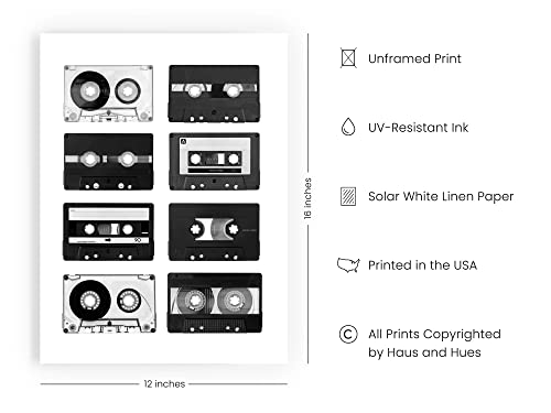 Haus And Hues Cassette Tape Posters For Room Aesthetic 90S Retro Posters Vintage Posters For Room Aesthetic Retro Music Decor Music Posters For Walls 90S Room Decor Unframed 12” X 16” #TOP1
