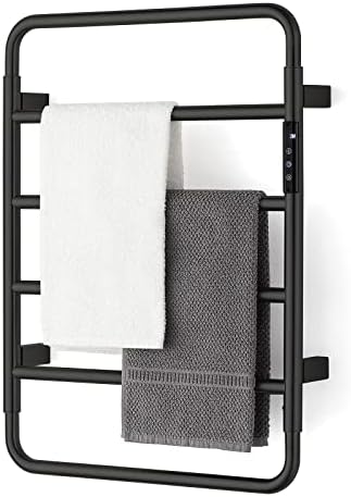 SSWW Towel Warmer Heated Towel Rack Wall Mounted, Stainless Steel Towel Heater for Bathroom 6 Bar Matte Black