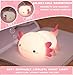 HAPPYBAG Axolotl Night Light,Cute Axolotl lamp Gifts for Kids,Dimmable Silicone Animal Nursery Night Light,Kawaii Rechargeable Bedside Touch Lamp,Room Decor Axolotl Light