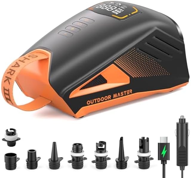OutdoorMaster Shark 3 Paddle Board Pump Electric 74Wh- 3'50" Fast Inflation