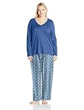 Nautica Women's Plus Size Flannel Pajama Set with Knit Top