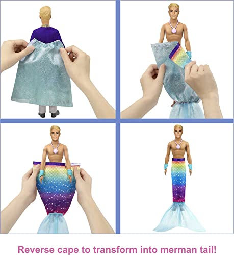 Barbie Dreamtopia 2-In-1 Ken Doll (Blonde, 12-In) With Prince To Merman Fashion Transformation, With 2 Looks And Accessories, For 3 To 7 Year Olds #TOP2
