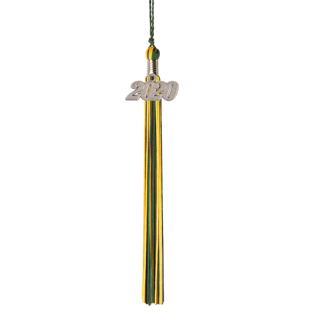 Class Act Graduation Graduation Tassel - Silver Charm - 2 Color, 2019, Dark Green/Gold
