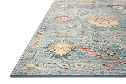 Loloi Margot Collection MAT-06 Denim/Multi 8'-6" x 11'-6" Area Rug, No-Shed Easy Clean Large Patterned Area Rug for Living Room, Bedroom, Dining Area