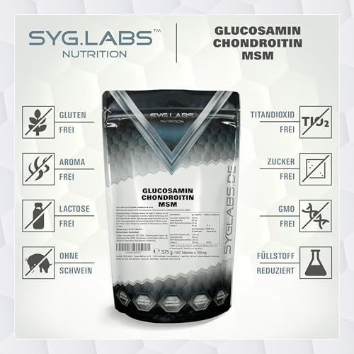 Glucosamin Chondroitin MSM + Vitamin C hochdosiert - 500 Tabletten für 4 Monate - laborgeprüft