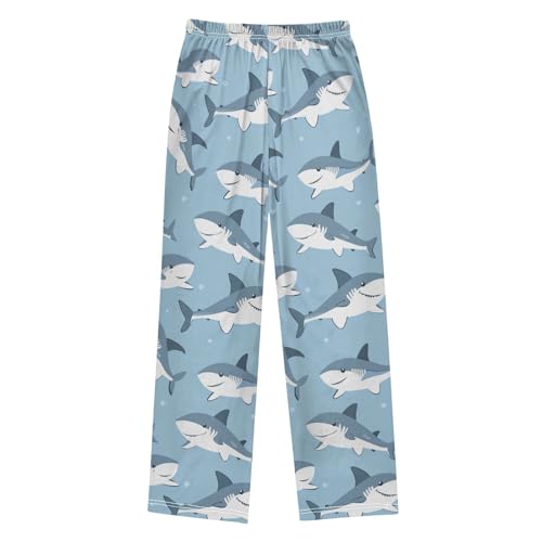 Cute Cartoon Sharks Vector Boys Pants Girl Sleep Pants Long Trousers Elastic Waist Lounge Bottoms S2